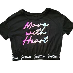 Justice Black Tee with Colorful Text - Move With Heart